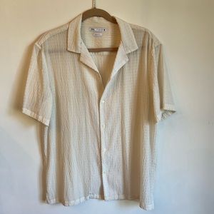 Zara Relaxed Fit Collared Button Down Textured Shirt | L